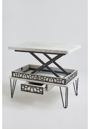 Melek 1 Model Çekemceli Akıllı Sehpa Metal Ayaklı Lüx Model Sehpa