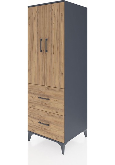 Kronos Dolap 3 Raflı 2 Çekmeceli 2 Kapaklı 60x59x182 Antrasit... Antrasit