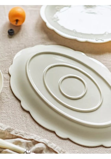 Roomi Beyaz Oval Seramik Tabak 30,5 21,5 Cm 238015429 Beyaz