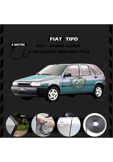 Fiat Tipo Oto Araç Kapı Koruma Fitili 5 Metre Parlak Siyah Renk