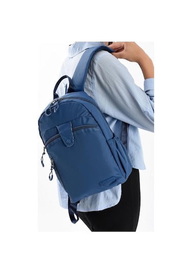 Unisex Sırt Çantası Paraşüt Kumaş Hafif Çok Cepli Yağmur İtici Kumaş 32 22 Cm 571 Collection Mavi