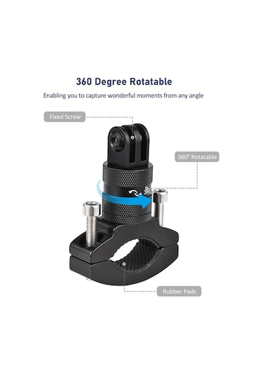 Didadodo 360 Dönebilir Bisiklet Kamera Tutucu - Sjcam, Akaso, Djı, Gopro Uyumlu, Motosiklet Dahil