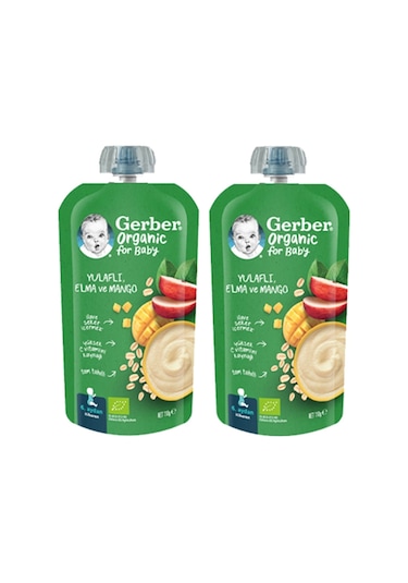 Gerber Organik Yulaflı Elma ve Mango Püresi 110g  x 2 Adet