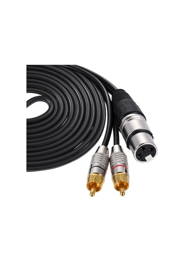 Fortunelane Ofc Tel İle Net Ses, Siyah 3 Metre Xlr 2rca Stereo Ses Kablosu