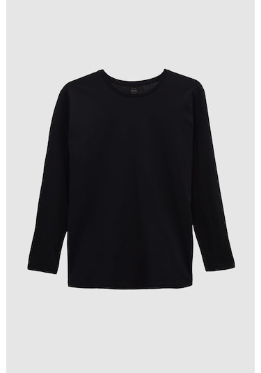 Ds Damat Slim Fit Siyah Bisiklet Yaka %100 Pamuk Nefes Alabilen Uzun Kollu Body T-shirt 4hc14ort0007m 001