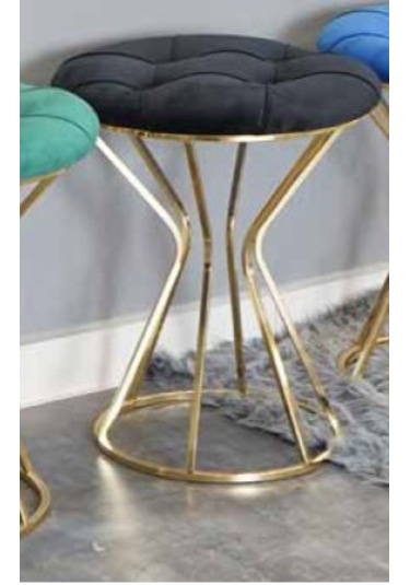 Mim Gold - Siyah Darbuka Yuvarlak Puf Siyah - Gold