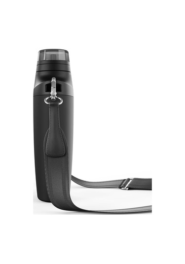 23oz Paslanmaz Çelik Seyahat Şişesi Taşınabilir Spor Su Şişesi Omuz Askılı Siyah