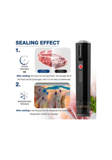 Bosphorusboutique02 Yunboo El Fırçası Vakum Makinesi - 1200mah Pil, 55-65kpa, Usb Şarj, Abs Kasa, Tek Tıklama, Siyah Siyah