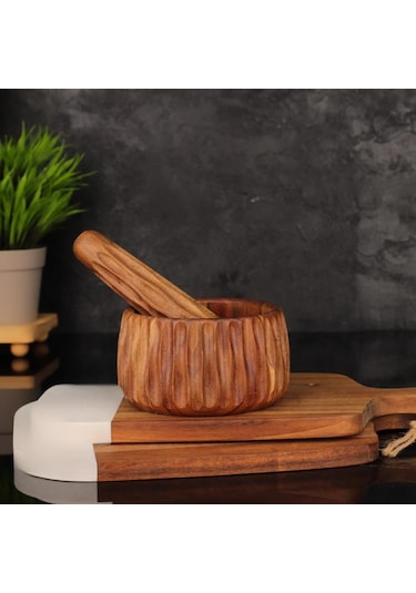 Mien Dayanıklı Ahşap Akasya Havan Set 2 Parça 7b44