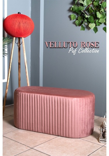 Velluto Lungo Rose Puf-gül Kurusu 90 Cm Kapitoneli Uzun&oval Puf&bench&koltuk&pofuduk Makyaj Puff