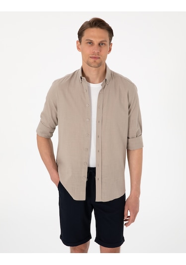Pierre Cardin Erkek Vizon Gömlek Desenli 50307025-vr052 Vizon