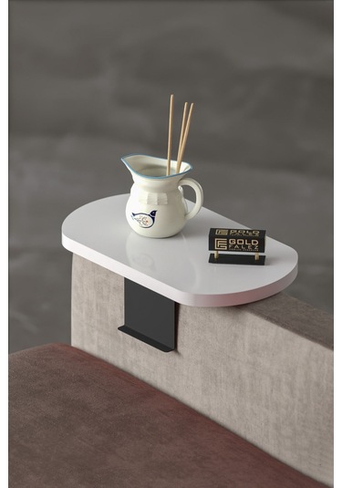 Zigon Sehpa Yan Sehpa Ayarlanabilir Tepsi Oval Dekoratif Modern Yatay Dikey Koltuk Sehpası Beyaz Beyaz