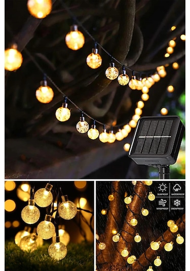 Technosmart 40 Ledli 8 Modlu Solar Büyük Kristal Top Bahçe Aydınlatma