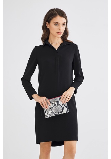 Deri Company Kadın Basic Clutch Çanta Zebra Desenli Siyah Beyaz (4031-Z) 214030 Siyah