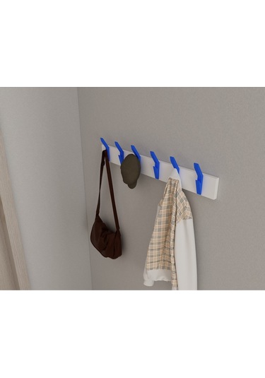 Hepsi3boyutlu Modern Duvar & Kapı Kanca Askılık - 6 Adet Mavi Kanca Askılık - Model No : 3 Mavi