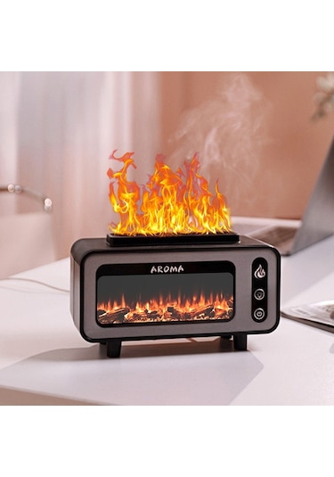 Sones 200ml Şömine Alev Aromaterapi Hava Nemlendirici Usb Renkli Gece Lambası Esansiyel Yağ Difüzörü