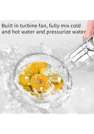 Primepickings Kırmızı Filtresiz 360 Derece Dönen Turbo Duş Başlığı Yağmur Biçimli Duş Turboşarjlı Sulama 2 Katlı Gri