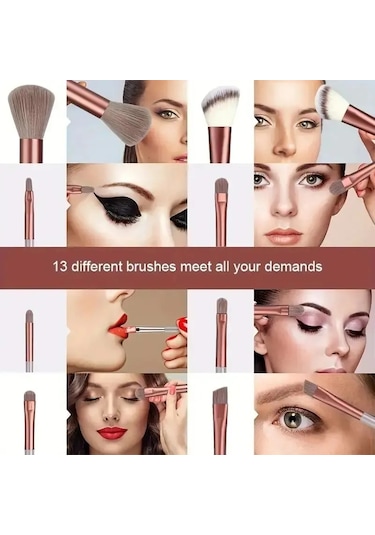 Makyaj Fırça Seti Yumuşak Kabarık Profesyonel Kozmetik Fondöten Pudra Göz Farı 13pcs Brown Egg