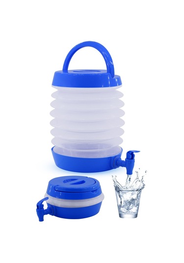 Katlanabilir Su Sebili Çeşmeli Körüklü Su Bidonu Çeşme Piknik Kamp Damacana Içecek Şişesi Mavi