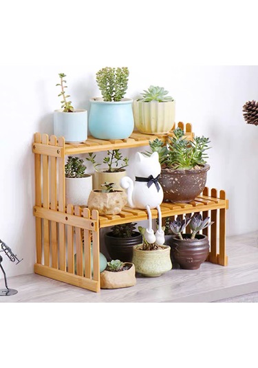 Hangfox Tek Katlı 47cm Bambu Dekoratif Raf - Bitki Ve Eşya Düzenleyici - Canlı Odalar, Balkonlar İçin Dayanıklı Tasarım