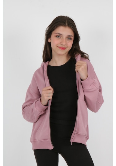 Toontoy Kız Çocuk Nakışlı Hırka Gül Kurusu