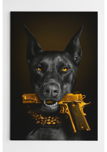 Mafia Köpek Doberman Cam Tablosu Ev Hediyesi Kırılmaz Lüks Modern Cam Tablo
