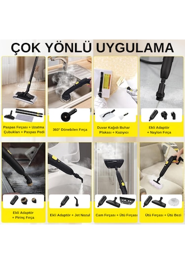 Robx S608 Çok Fonksiyonlu 28 Adet Aksesuarlı Buharlı Temizlik Makinesi