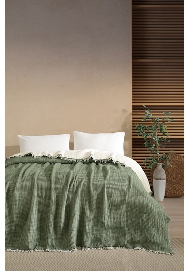 Varol 5 Katlı %100 Pamuk Müslin Yatak Örtüsü 230x240 Cm Yesıl/cıftkısılık Yeşil