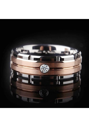 Altın Moda Çok Yönlü Titanyum Çelik Erkek Yüzük Işık Lüks Mizaç Çift Zirkon Yüzükler 13