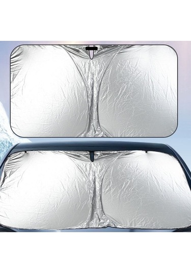 Ximistore9 Titanium Gümüş Araç Güneş Engelleyici, Evrensel Kullanım, 140x70 Cm Küçük Boy, Isı Ve Güneşten Koruma