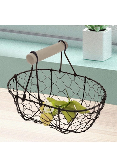 Suntek Tel Yumurta Sepeti Retro Rustik Demir Depolama Çiftlik Kahve