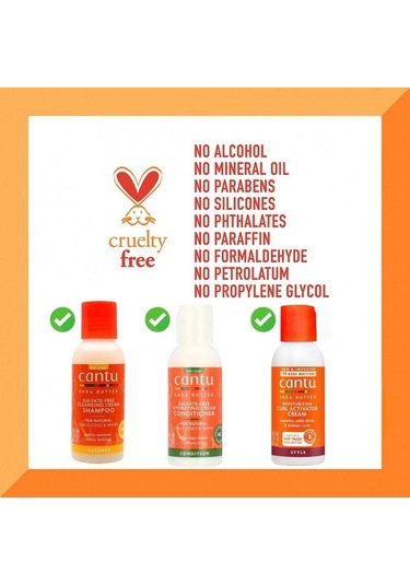 Cantu Sülfatsız Doğal Bukle Bakım Seti - 3'lü Mini Boy 89 Ml Krem Şampuan,nemlendirici Saç Kremi,bukle Belirginleştirici Krem