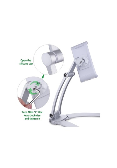 Suntek Duvara Monte Masaüstü Cep Telefonu Tablet Tutucu Stand Gümüş S