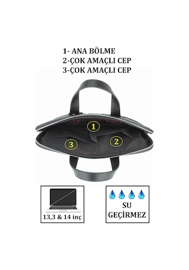 Case Club Macbook Uyumlu Air Pro 13.3" & 14" Inç Uyumlu Siyah Laptop Evrak Çantası
