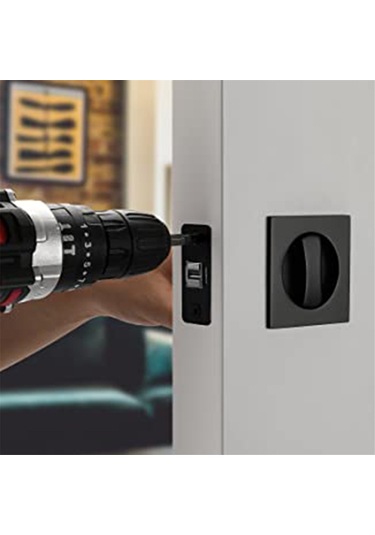 Nayomiglow Cep Kapı Kilidi, Mat Siyah Çağdaş Gizlilik Kare Cep Kapı Donanımı, Siyah Sürgülü Cep Kapı Kilidi