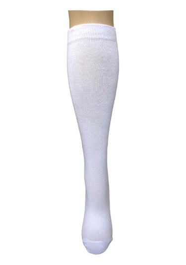 DESIGN PAMUKLU ÇOCUK DİZALTI OKUL ÇORABI-Beyaz