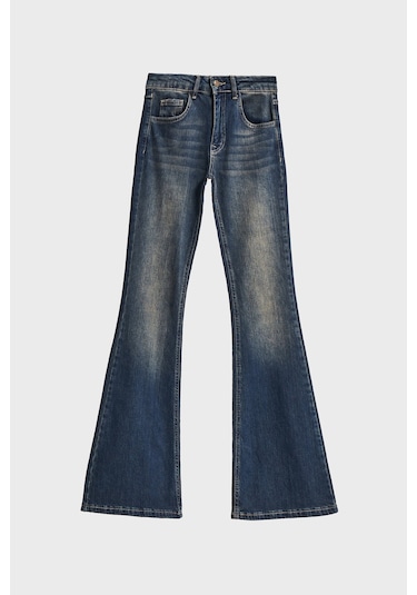 Itsbasic Kadın T.kot Rengi 2w5-8 Mid Rise Flare Fit İç Boy 83cm Esnek Kumaş Denim Jean