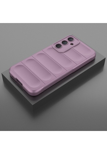 Samsung Galaxy Uyumlu A15 Kılıf Optimum Lens Çerçeveli Silikon Kapak Mor