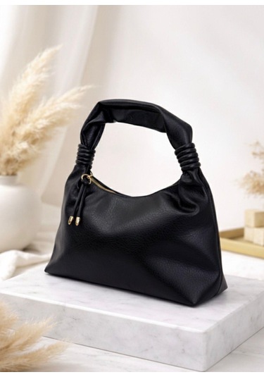 Addy Siyah Luna Hobo Pebble Velvet El Ve Omuz Çantası siyah