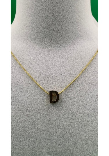 14k Altın Renginde D Harf Minimal Çelik Kadın Kolye Altın