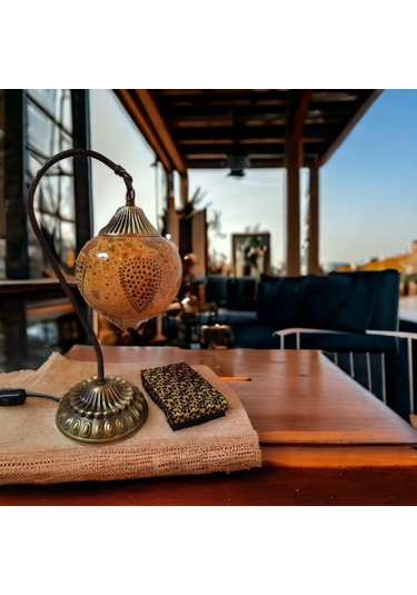 Damla Desenli Dekoratif Su Kabağı Lamba Eskitme