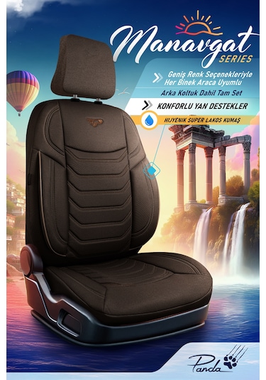 Kahve Panda Manavgat Serısı Lakos Kumaş Oto Koltuk Kılıfı - Tam Set