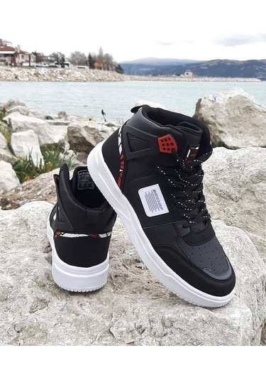 Dunlop 2238 Siyah-Kırmızı, Fuspetli Ortapedik Boğazlı Basket Spor Ayakkabı AYKSAYAK-000492