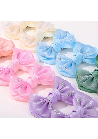 Willowhaven Off White 2li Parıltılı Kurdele Saç Tokası Kız Çocukları İçin Günlük Kullanım Açık Krem