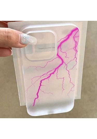 Fochsia iPhone Uyumlu 12 Pro Max İçin Siyah Minimal Mat Yarı Saydam Yıldırım Kılıf