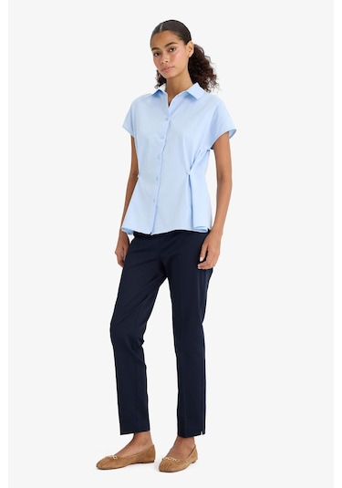 Defacto Sigaret Normal Bel Düz Paça Saten Pantolon J8743az25wnnv135 Lacivert