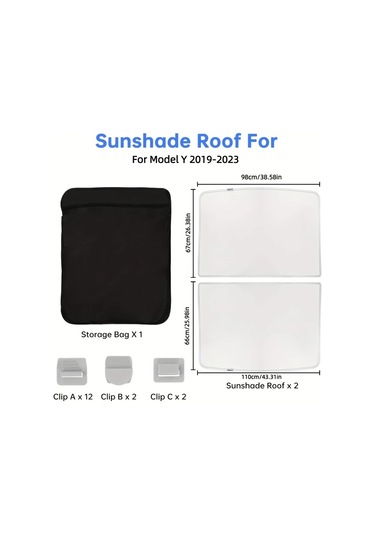 Hightower Tesla Model Y 2019-2023 Gri Buz Kristal Tasarımlı Katlanır Güneşlik