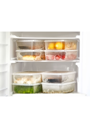 Krm Home Kendinden Kapaklı Dondurucu Kabı, Saklama Kabı 5 Adet 1.35 L Şeffaf