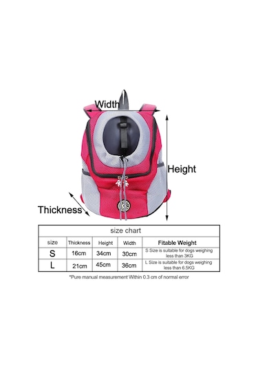 Açık Pet Köpek Taşıma Çantası Ön Çanta Çift Omuz Taşınabilir Seyahat Sırt Çantası Örgü Sırt Çantası Kafa, Boyut: L Gül Kırmızı