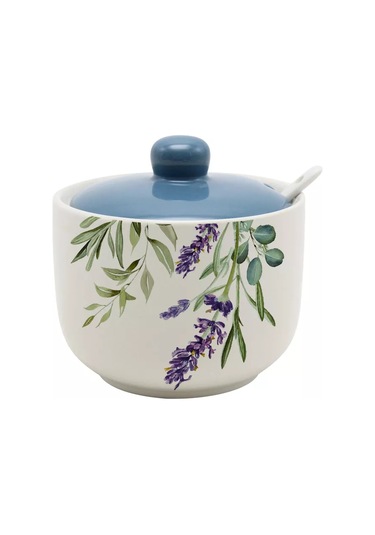 Prıma Collectıon Şeker Kabı 450ml Kaşık Dahil, Lavanta Ve Okaliptüs 202804333 Beyaz